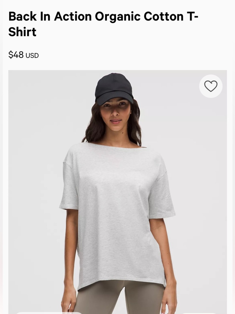 Lululemon Back In Action Organic Cotton T-Shirt women’s in white